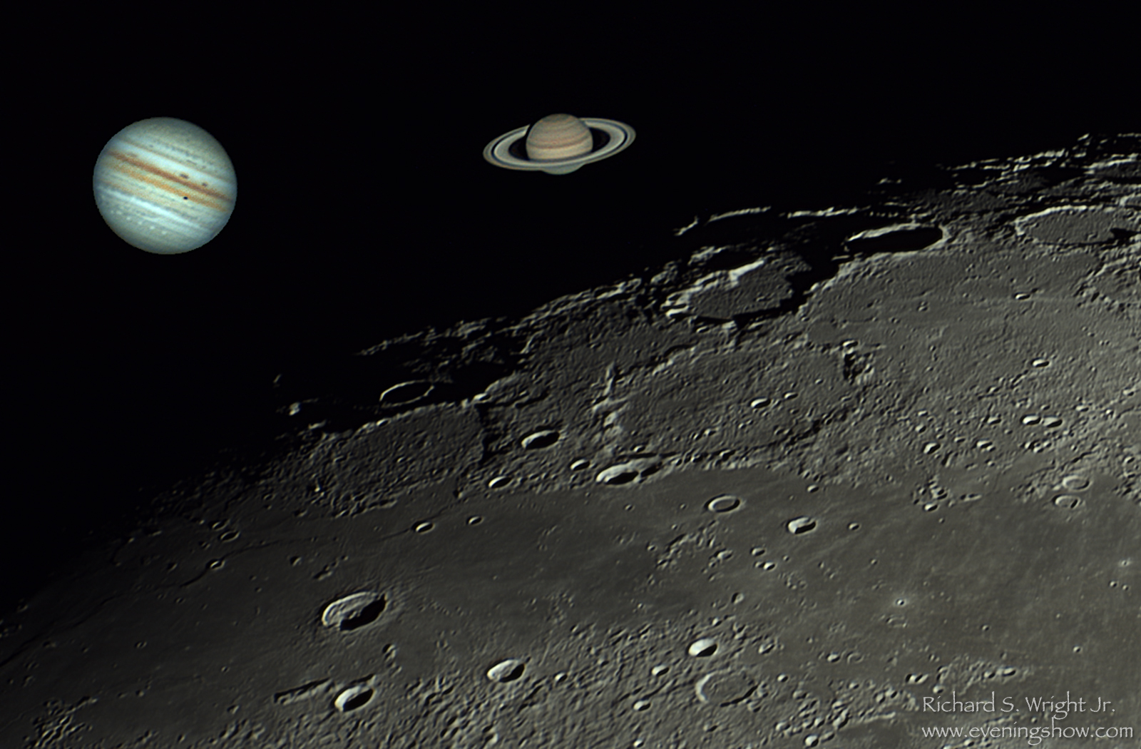 Moon, Jupiter, and Saturn