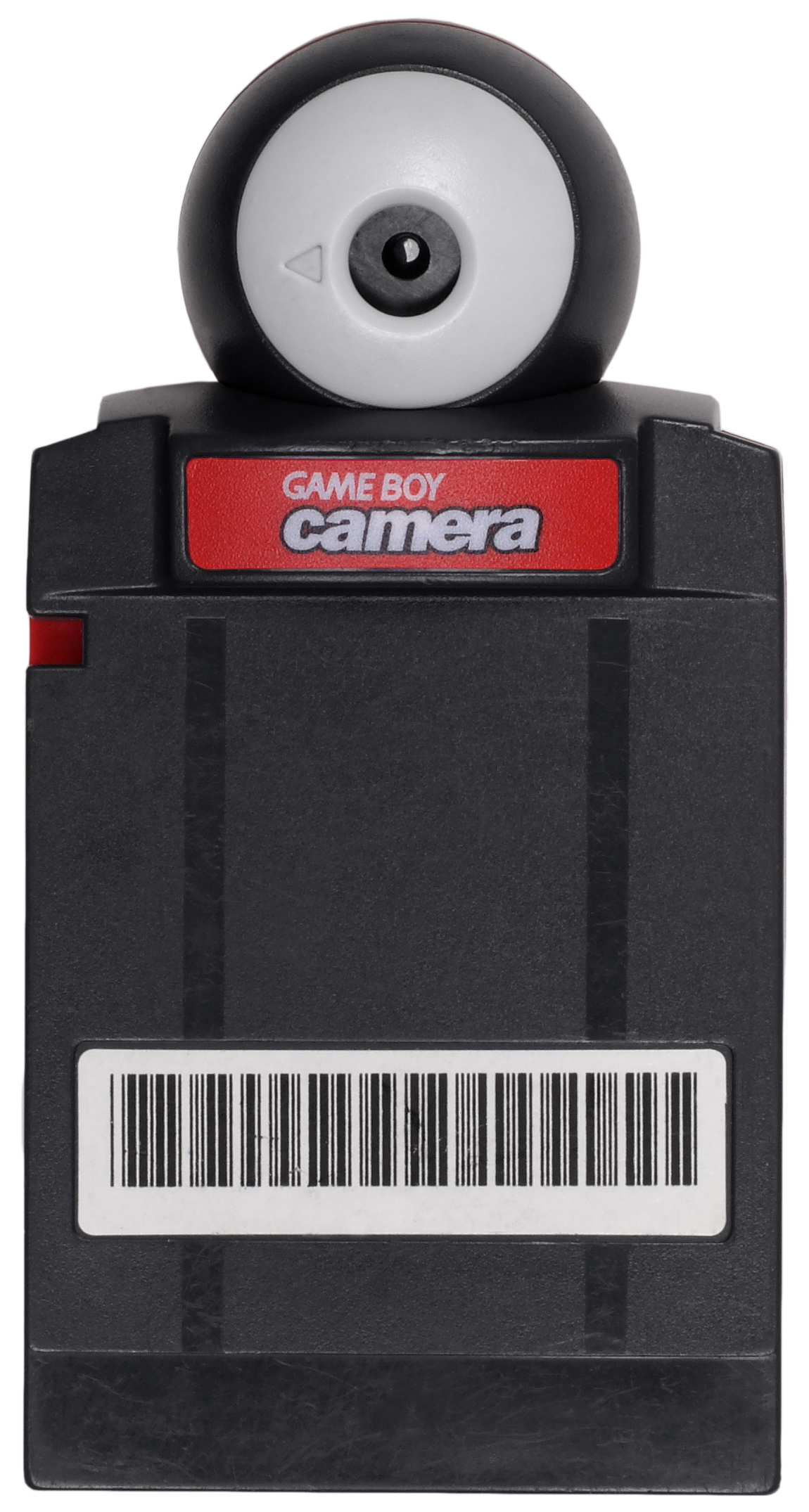 Black Game Boy Camera cartridge with its round rotating lens facing forward