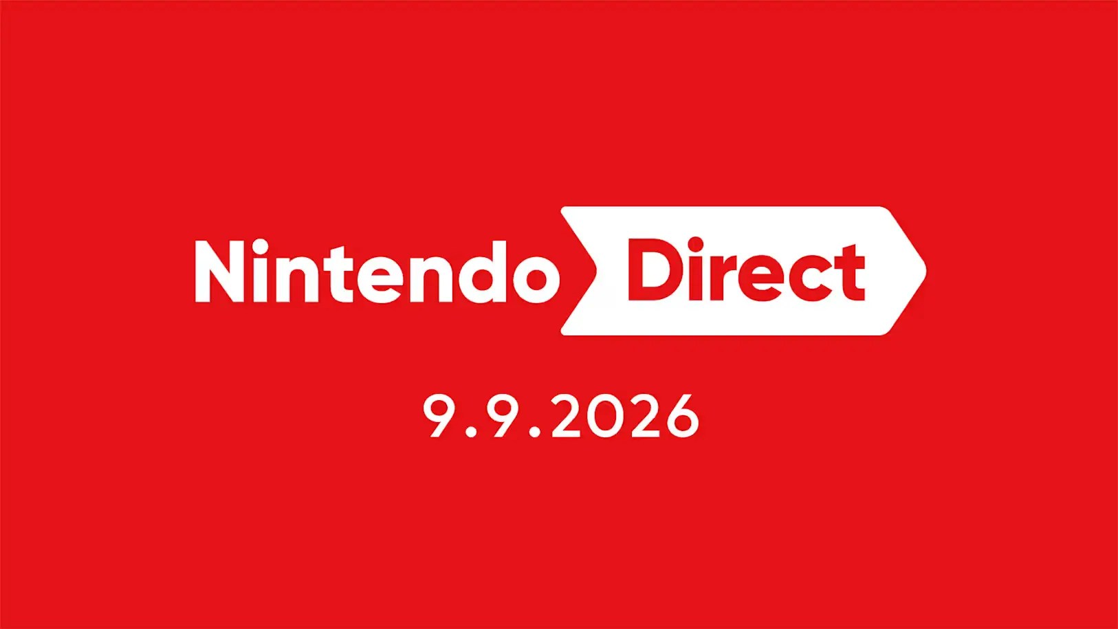 A Nintendo Direct logo on a red background with the date 9.9.2026 written below.