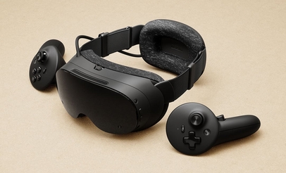 Steam Frame VR headset and controllers