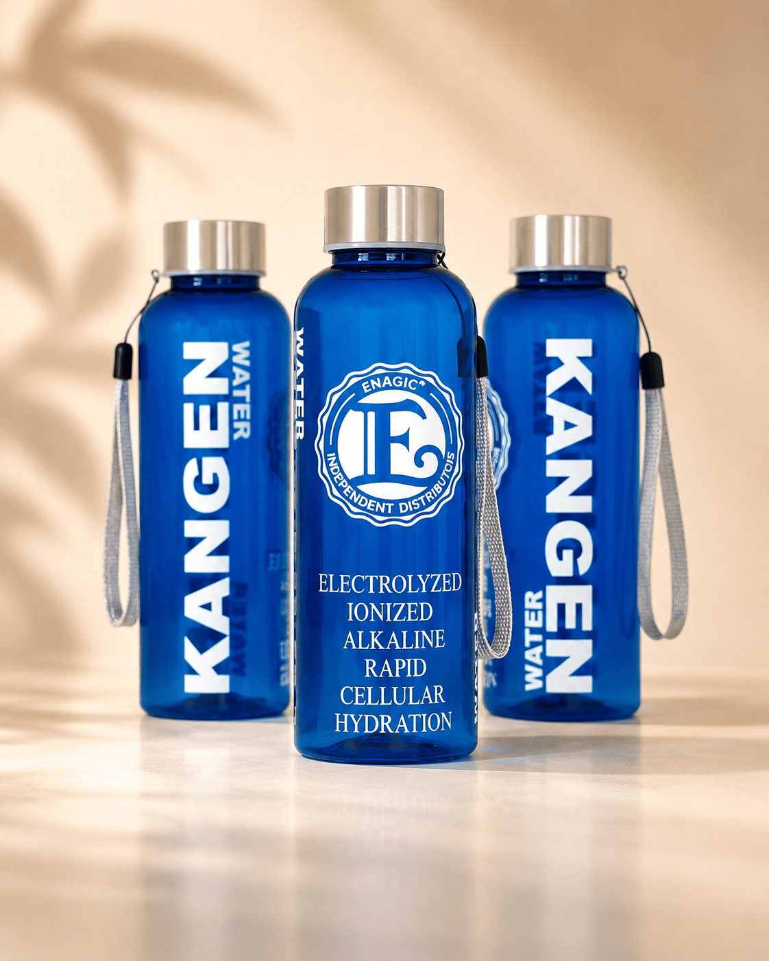 Pack de 3 botellas azules de tritán Kangen, 500 ml