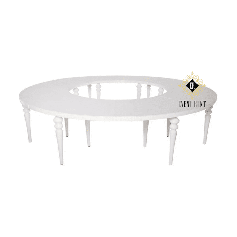 White Serpentine Table Set (Set of 4-Piece) – Convertible Donut Table for Elegant Event Styling