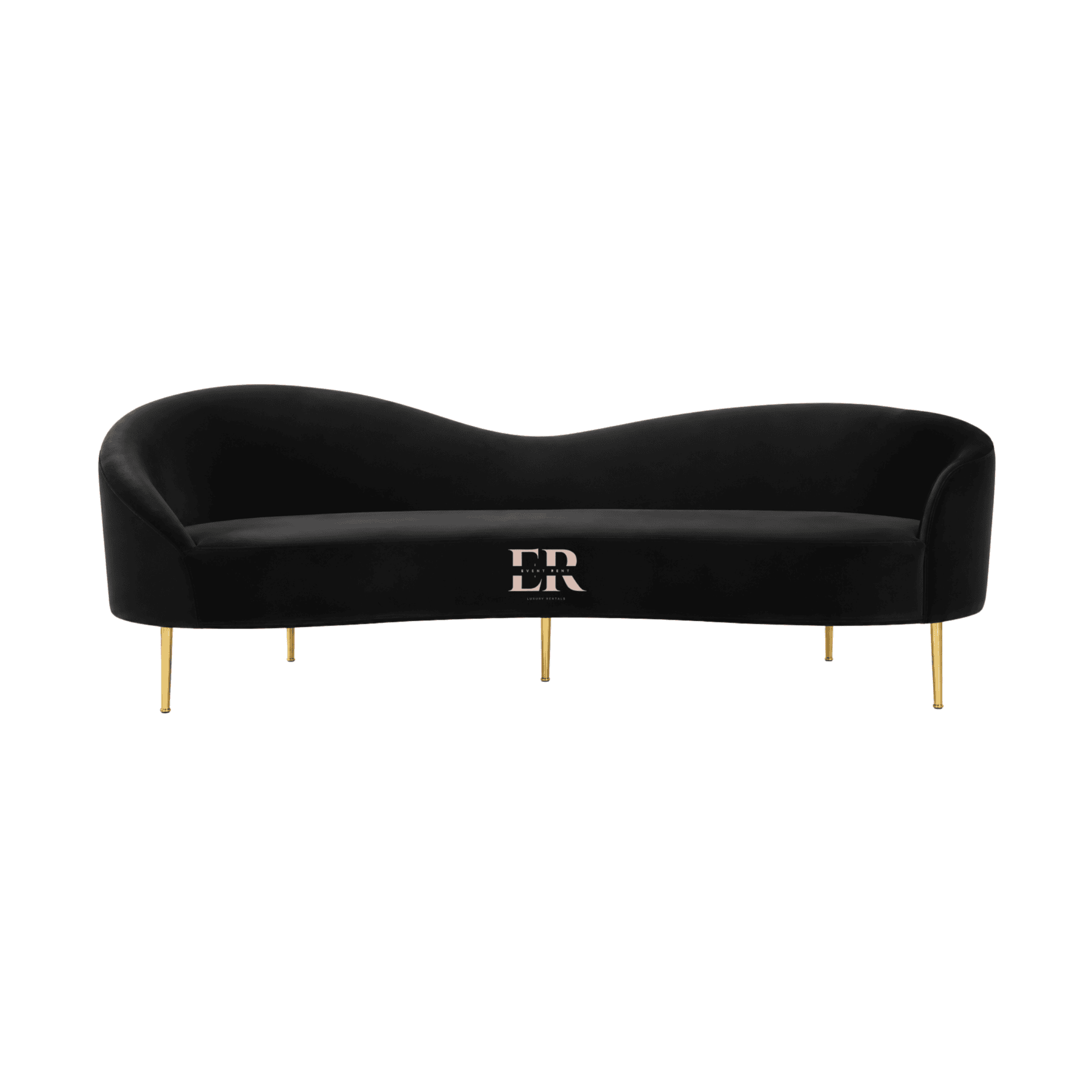 Black Velvet – Curved Loveseat