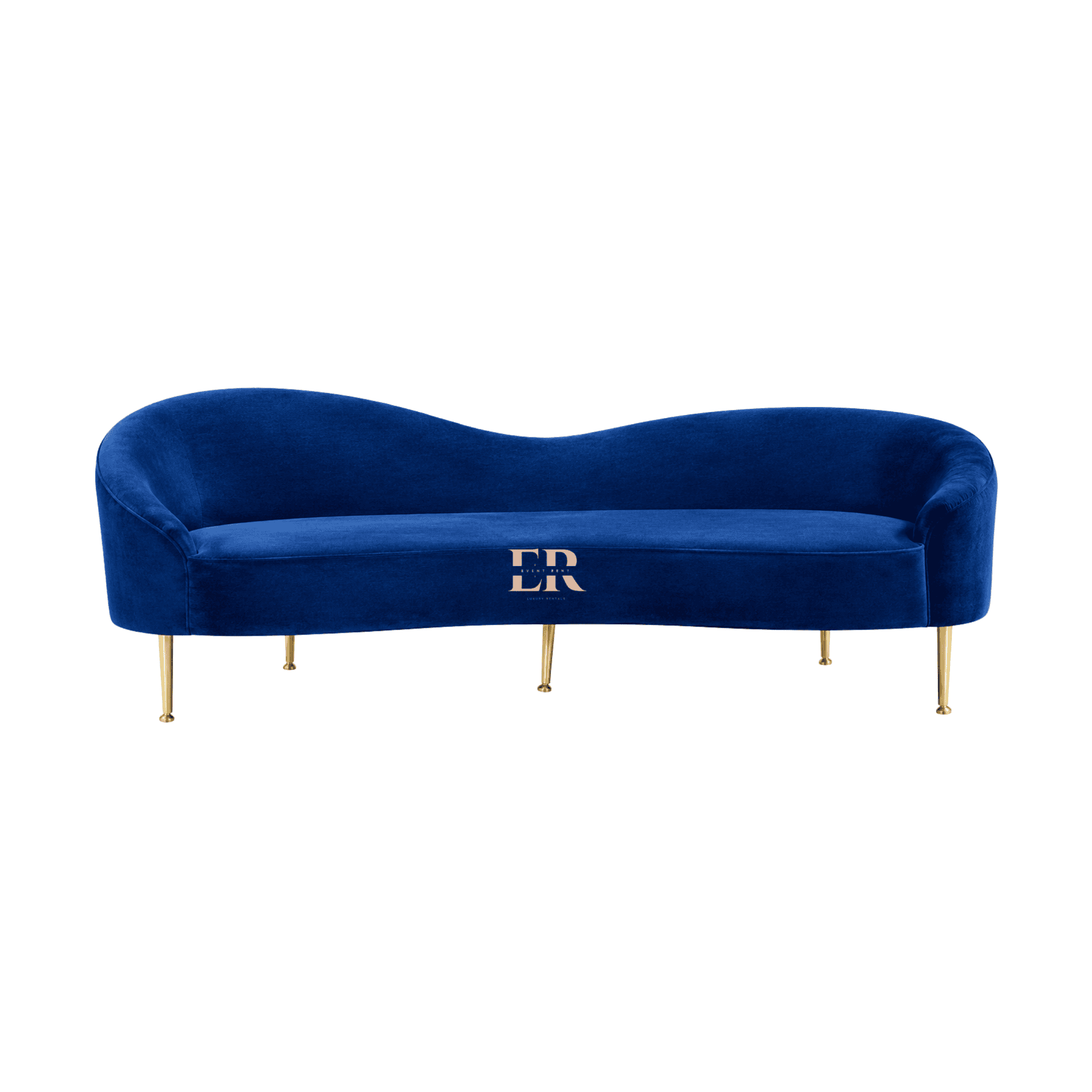 Navy Blue Velvet – Curved Loveseat