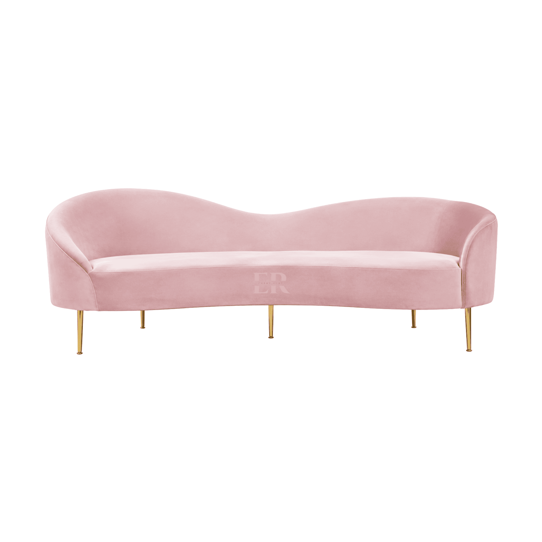Blush Pink Velvet – Curved Loveseat