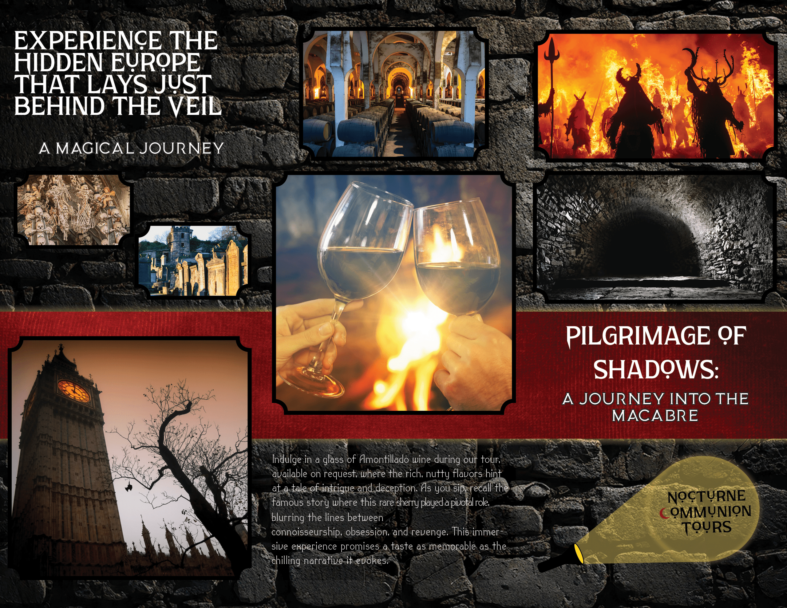 A travel brochure for a spooky romantic tour