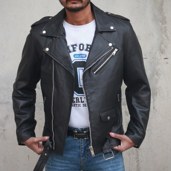 Men’s Black Biker Leather Jacket