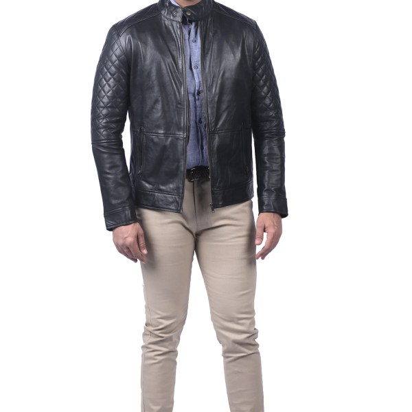Men’s Black Quilted Leather Biker Jacket