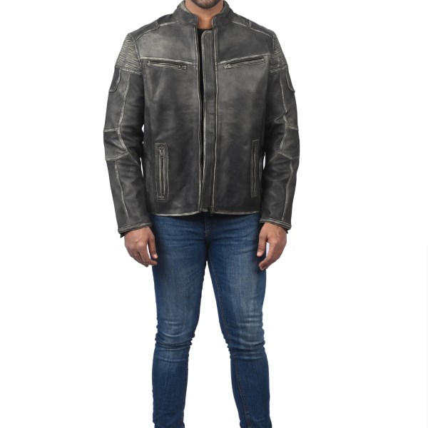 Men’s Black Washed Leather Jacket