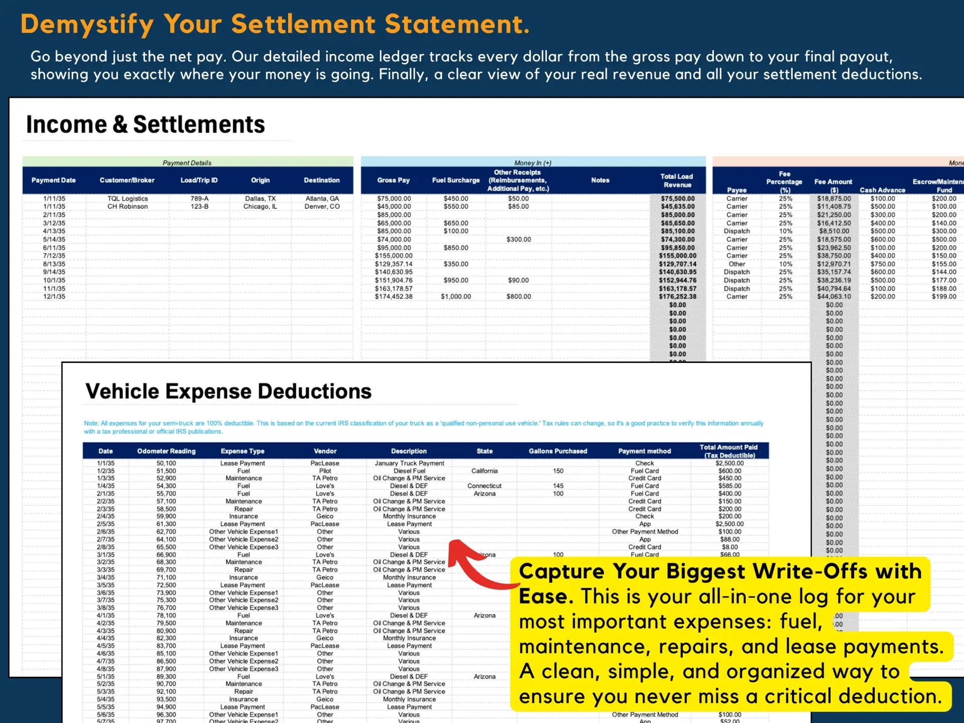 Trucking Tax Deductions Spreadsheets - Ultra
