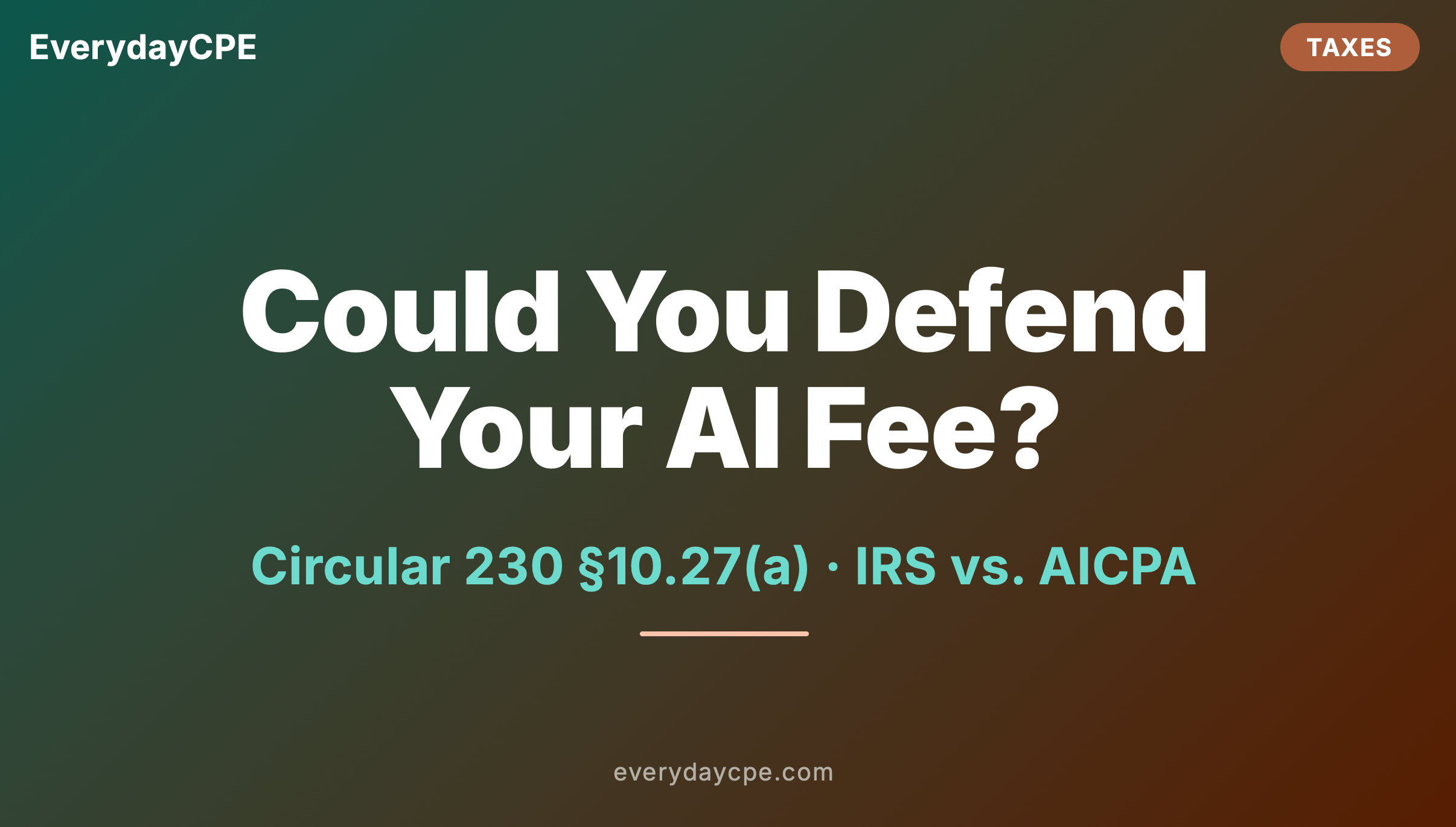Could You Defend Your AI Fee?