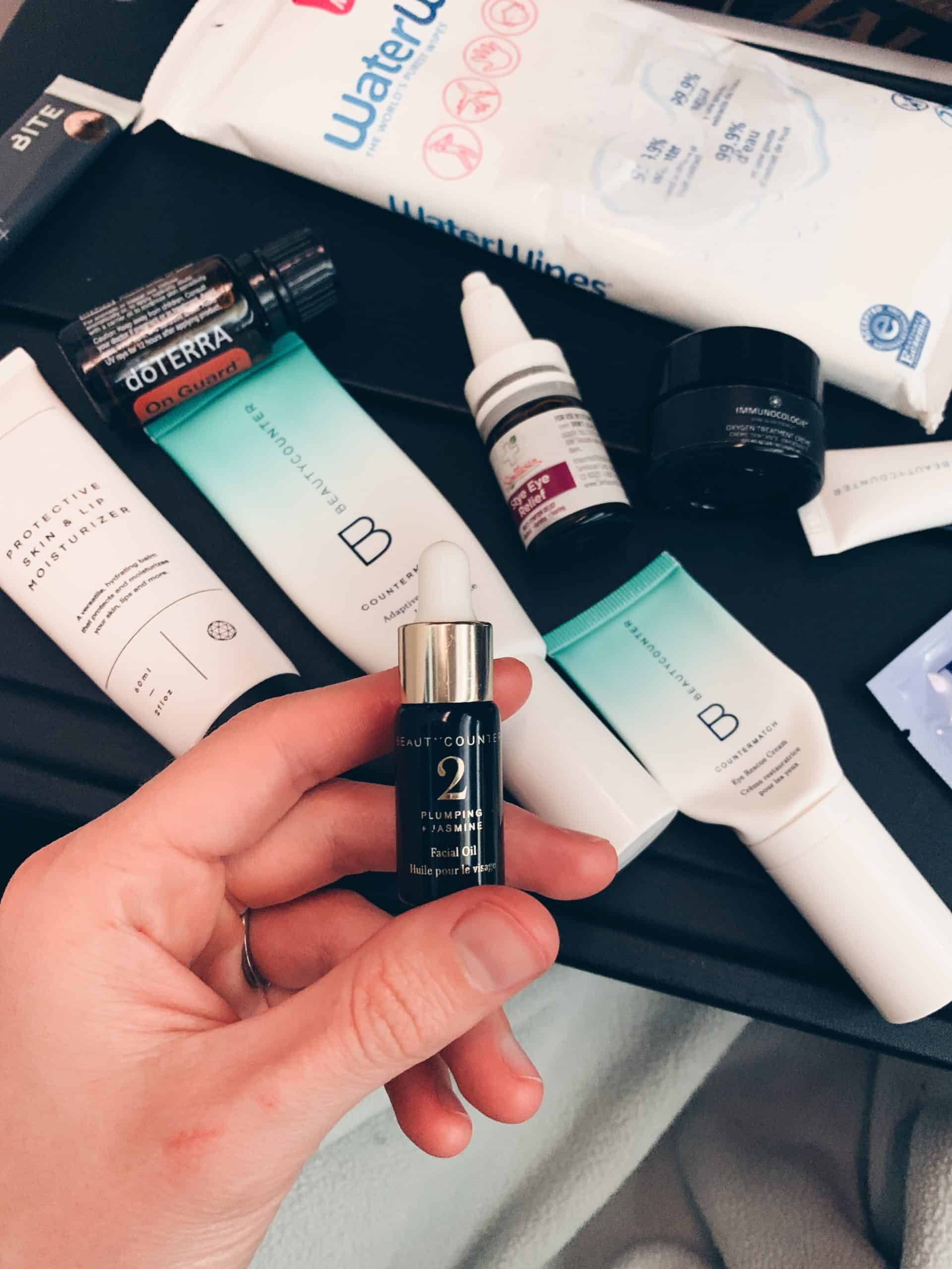 Sharing my international in-flight skincare routine & beauty essentials to survive a long haul flight, prevent airplane acne, skin dehydration, & more!