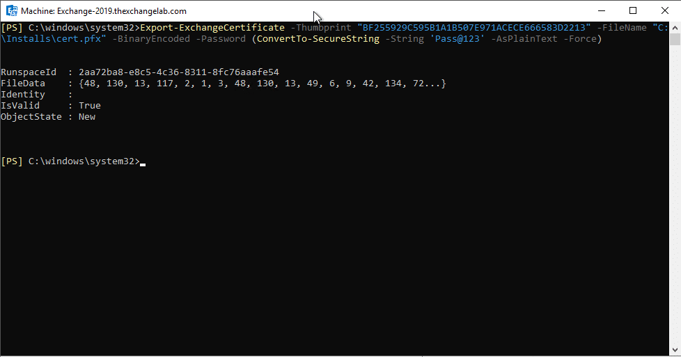 Exchange 2019 – Export SSL Certificate to .PFX using PowerShell ...