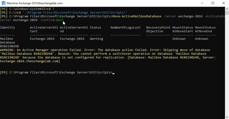 Exchange 2019 – Move mailbox database with the built-in scripts ... image.