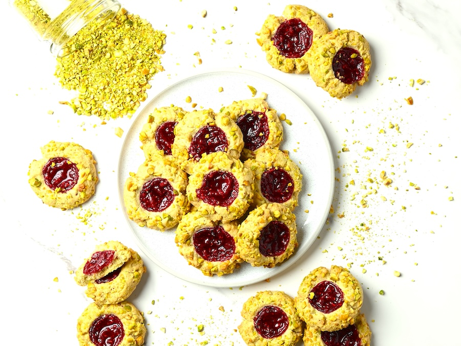 Pistachio & Raspberry Thumbprints
