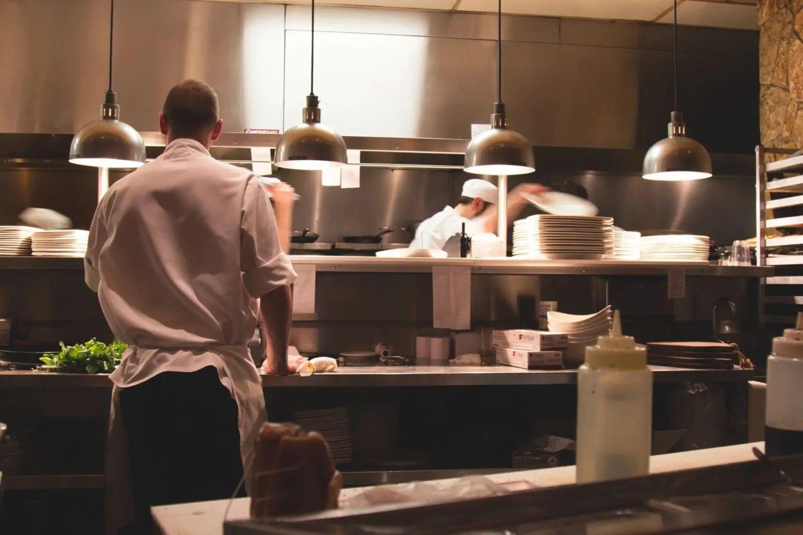 People working in an industrial Kitchen