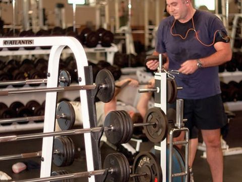 Weights on rack