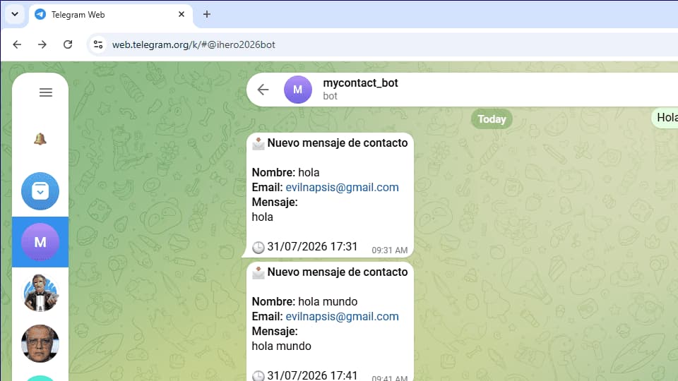 Recibir notificaciones de un formulario con Telegram PHP