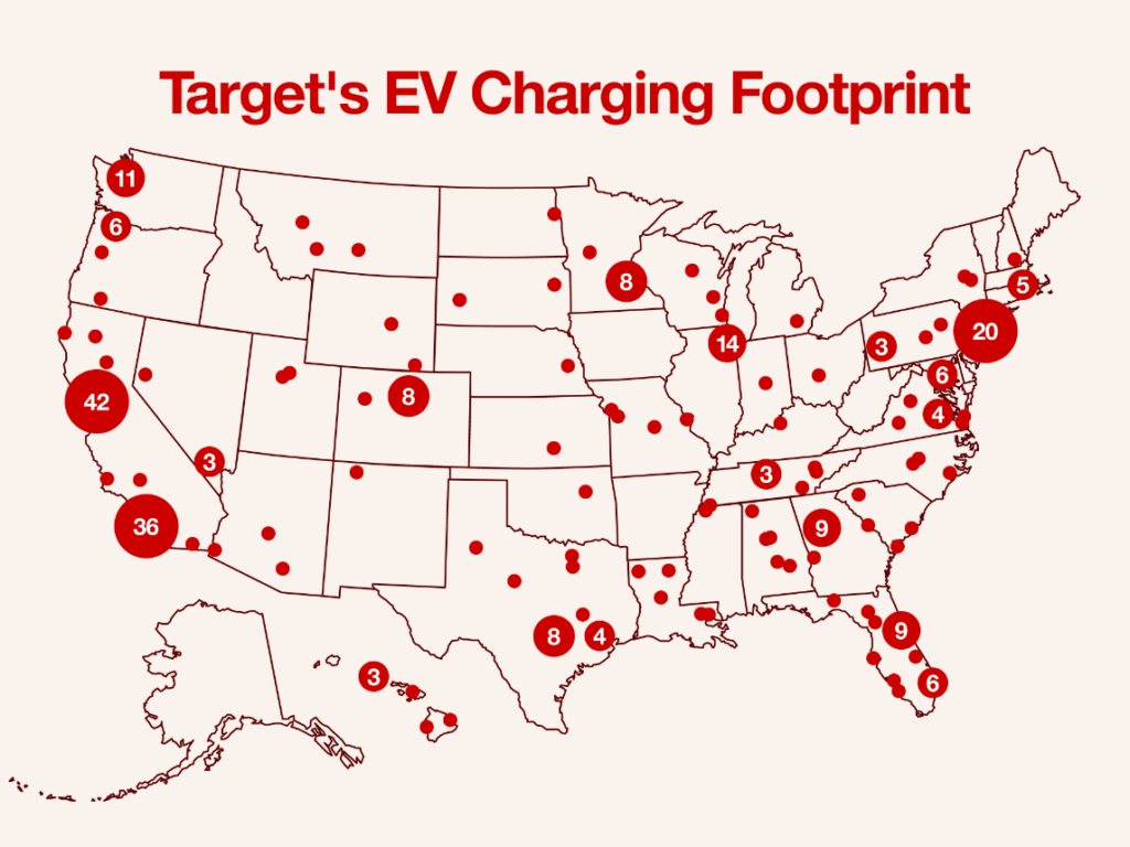 Target Announces 300 EV Charging Sites Across U S With 35 More Under Target Ev Charging Map 1024x768 