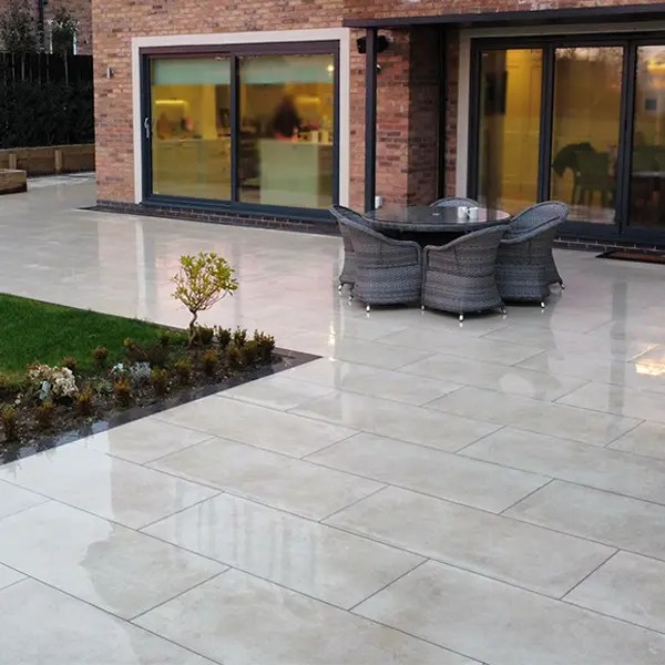 Large porcelain paved patio.