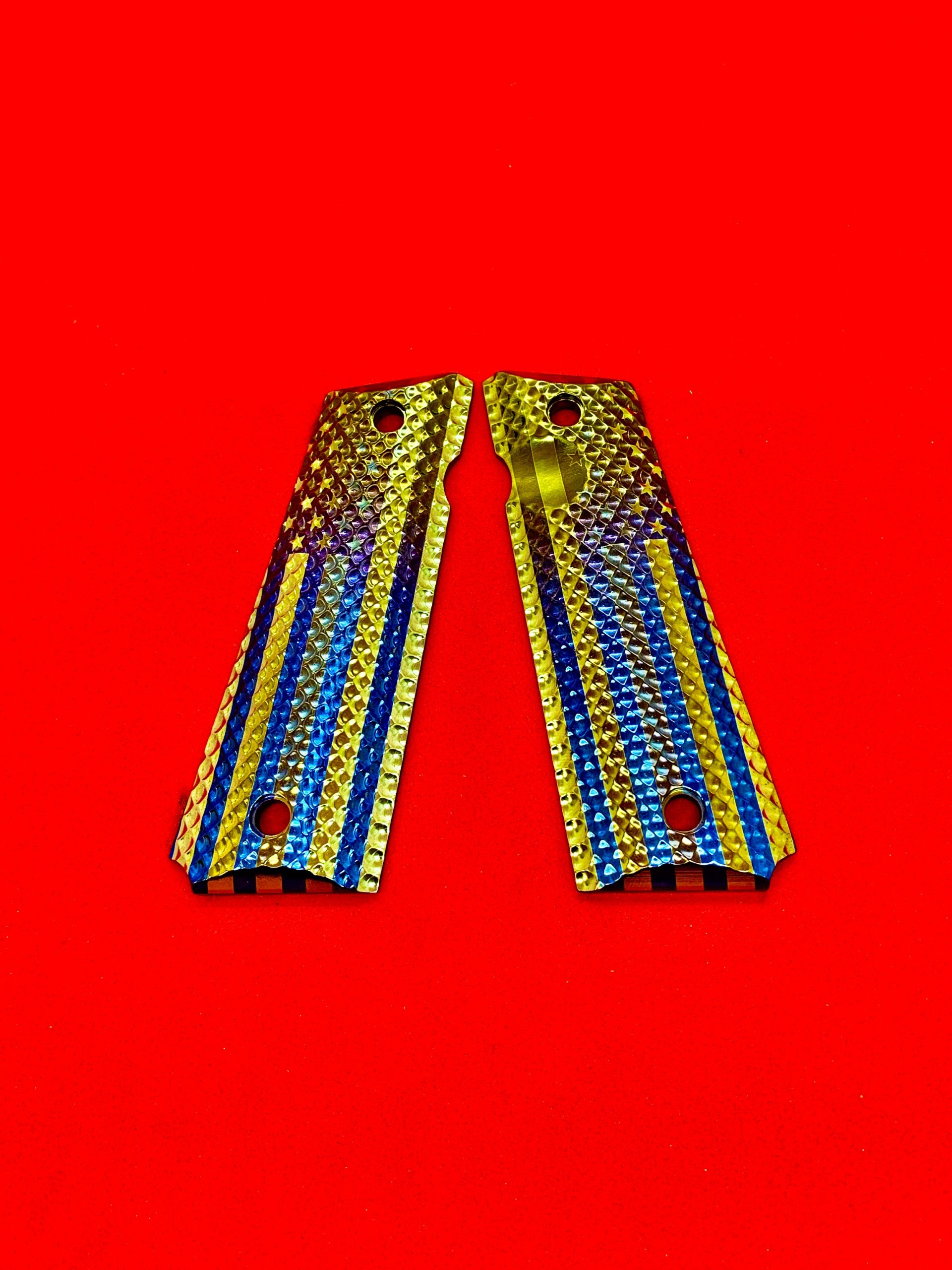 Titanium 1911 Pistol Grips - USA Flag - Velcro Pattern (4) - EWD Designs
