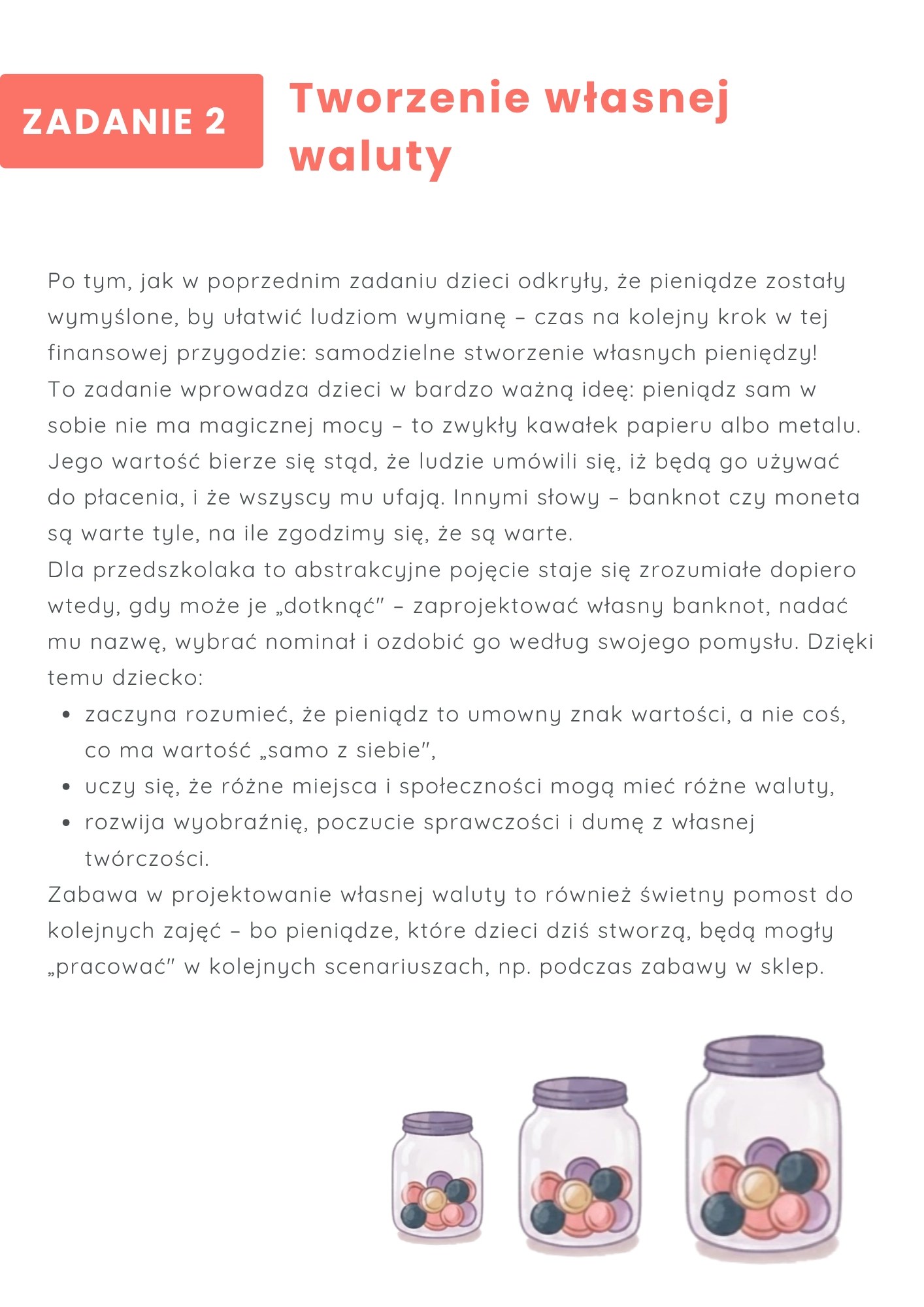 Edukacja finansowa w edukacji przedszkolnej- scenariusze zajęć