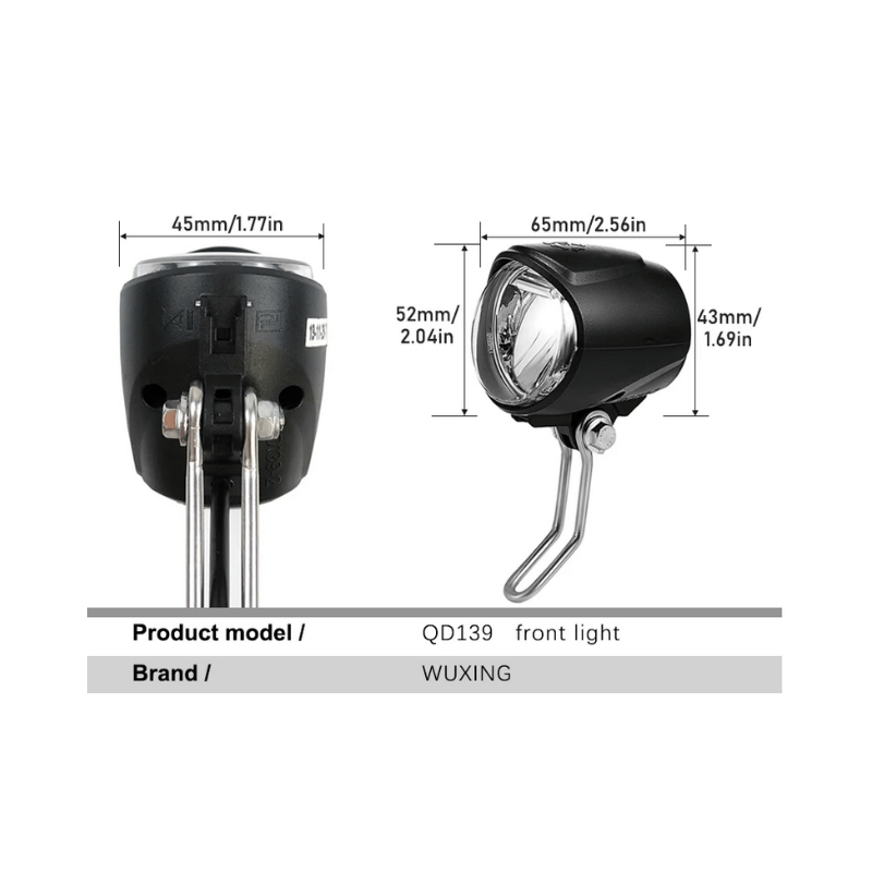 Elektrijalgratta esituli, LED 2W , Wuxing , front led light ebike, scooter