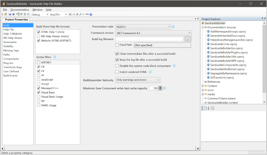 Square root of both sides: Sandcastle Help File Builder Overview