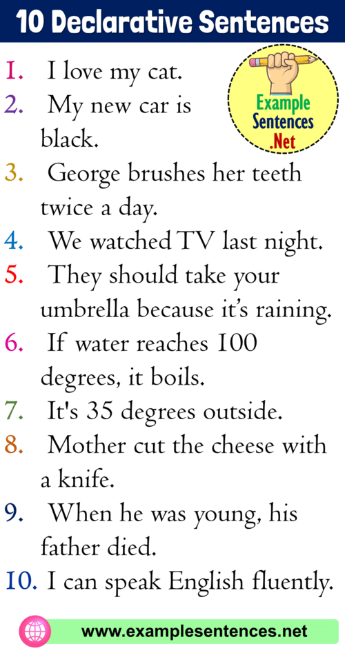 Declarative sentences are often used as a response . 10 Example Of Declarative Sentence Definition And Example Sentences Example Sentences