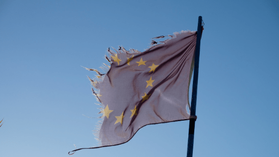 A torn flag of the European Union