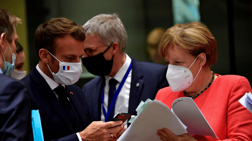 Angela Merkel and Emmanuel Macron
