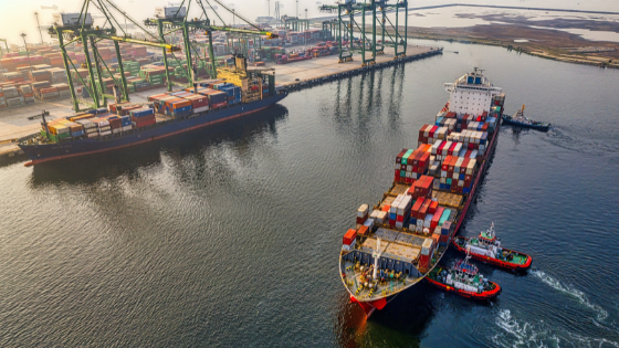 A ship carrying goods