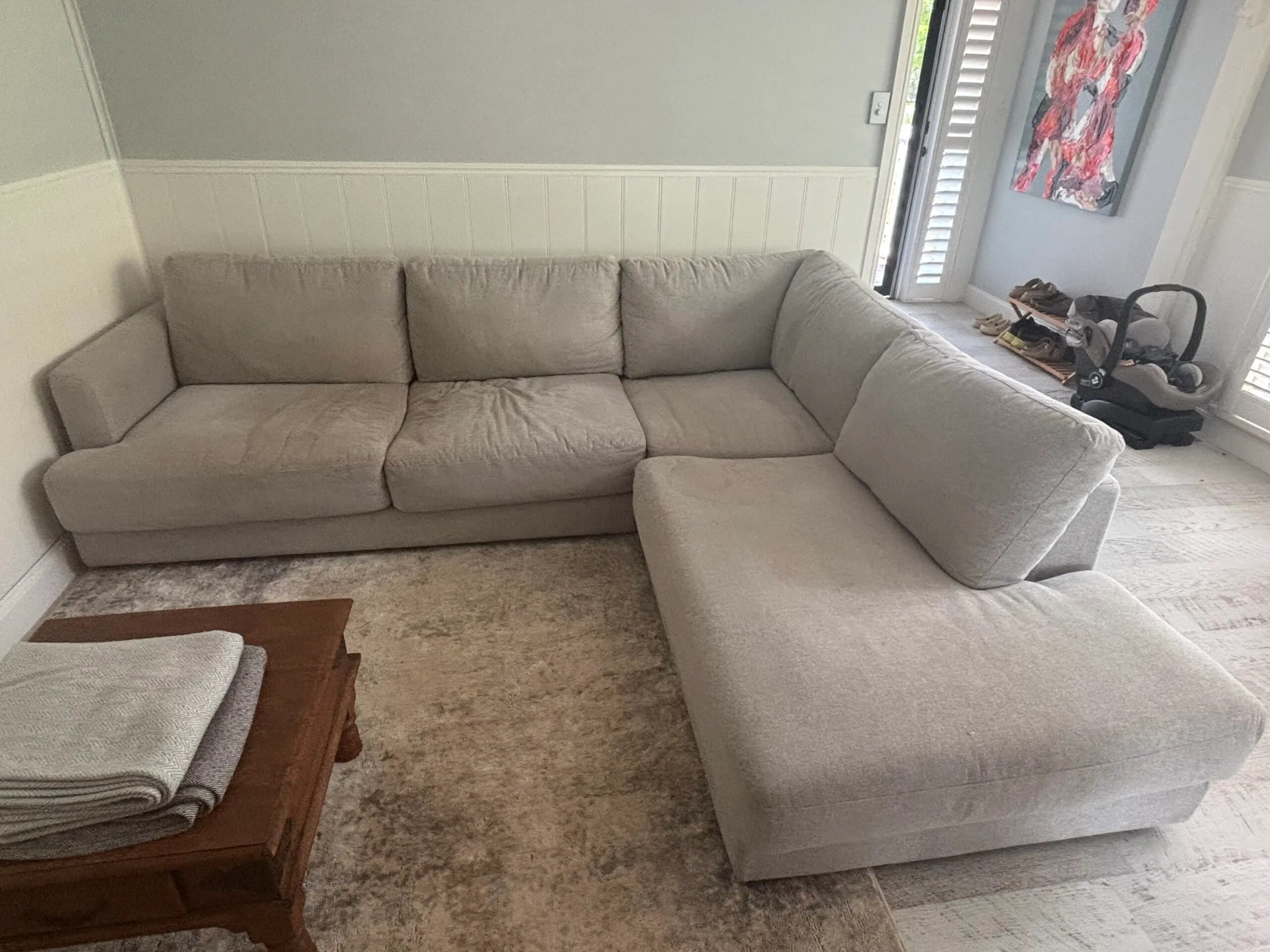 Before — family lounge upholstery cleaning in Ainslie ACT