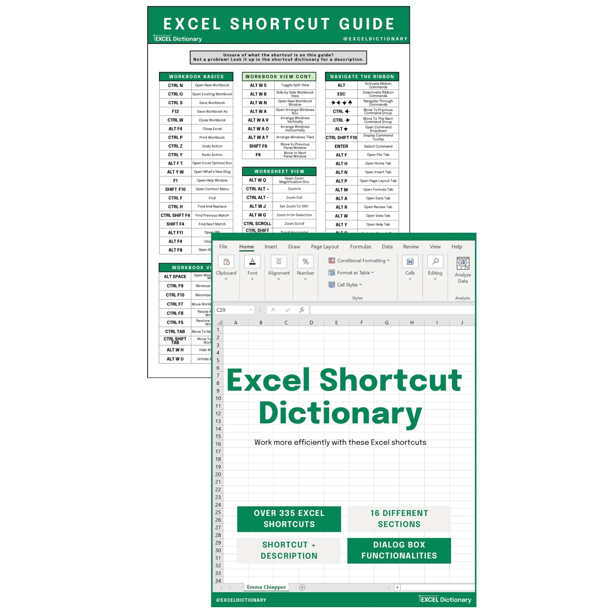 Excel Shortcut Bundle Excel Dictionary