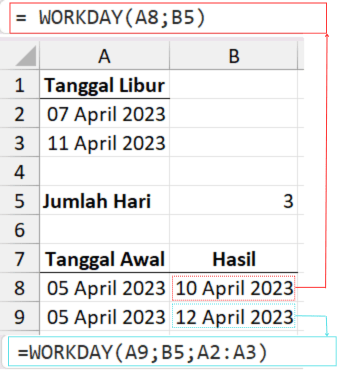 Fungsi Workday di Excel untuk Menghitung Hari Kerja