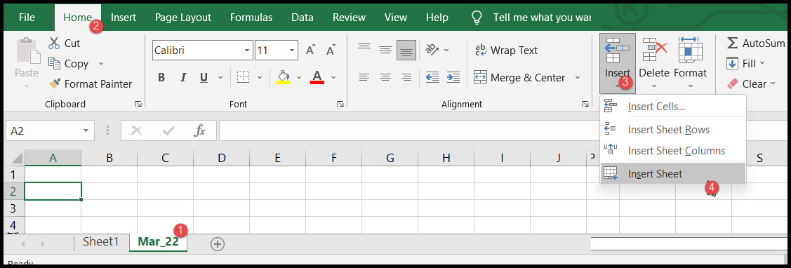 How to add or insert a worksheet (sheet) in excel