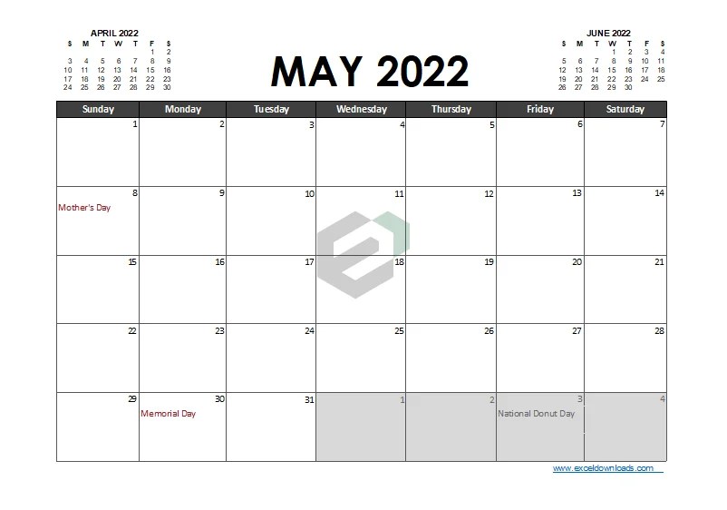 free may 2022 printable calendar excel downloads