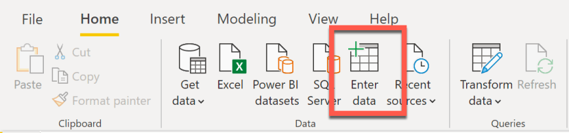 Enter Data Power Query Power BI