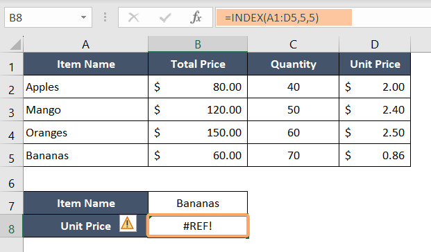 Incorrect Column Reference Causing #REF! Error in Excel