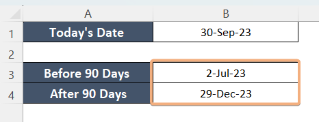How to Calculate 90 Days Before/After a Specific Date in Excel (11) How to Calculate 90 Days Before/After a Specific Date in Excel (11)