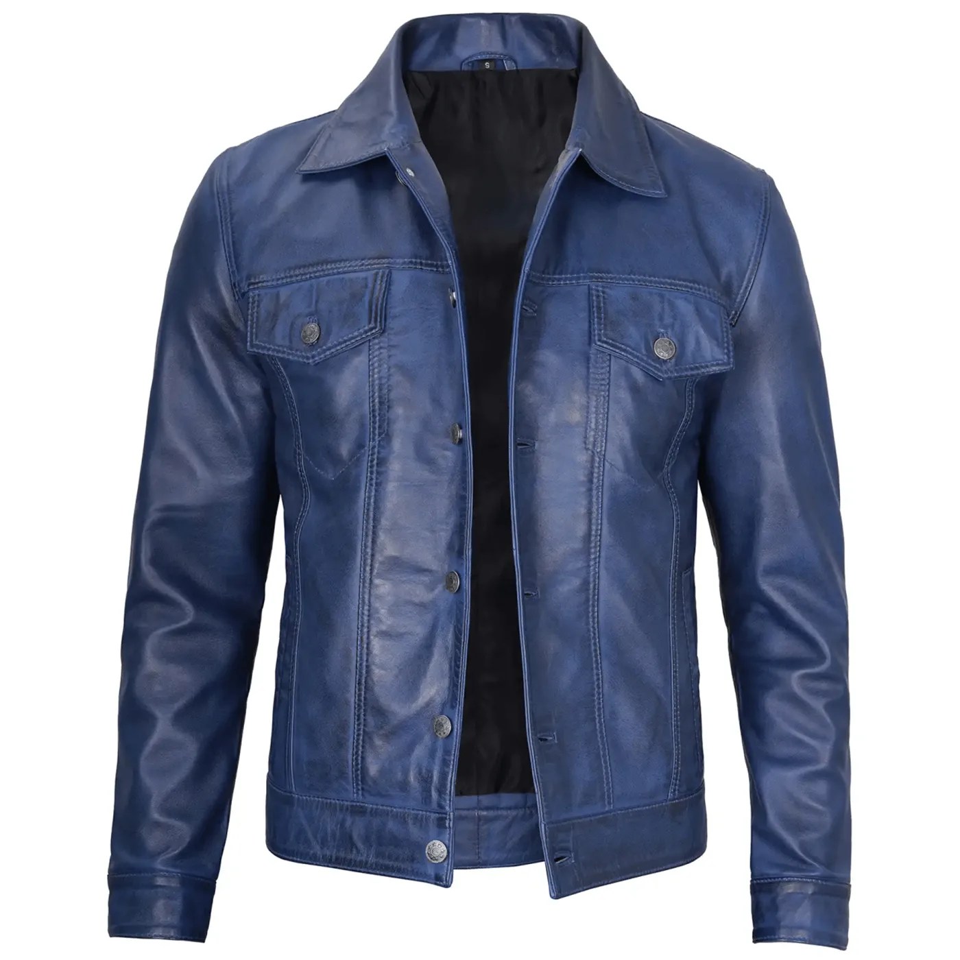 Trucker Blue leather Jacket