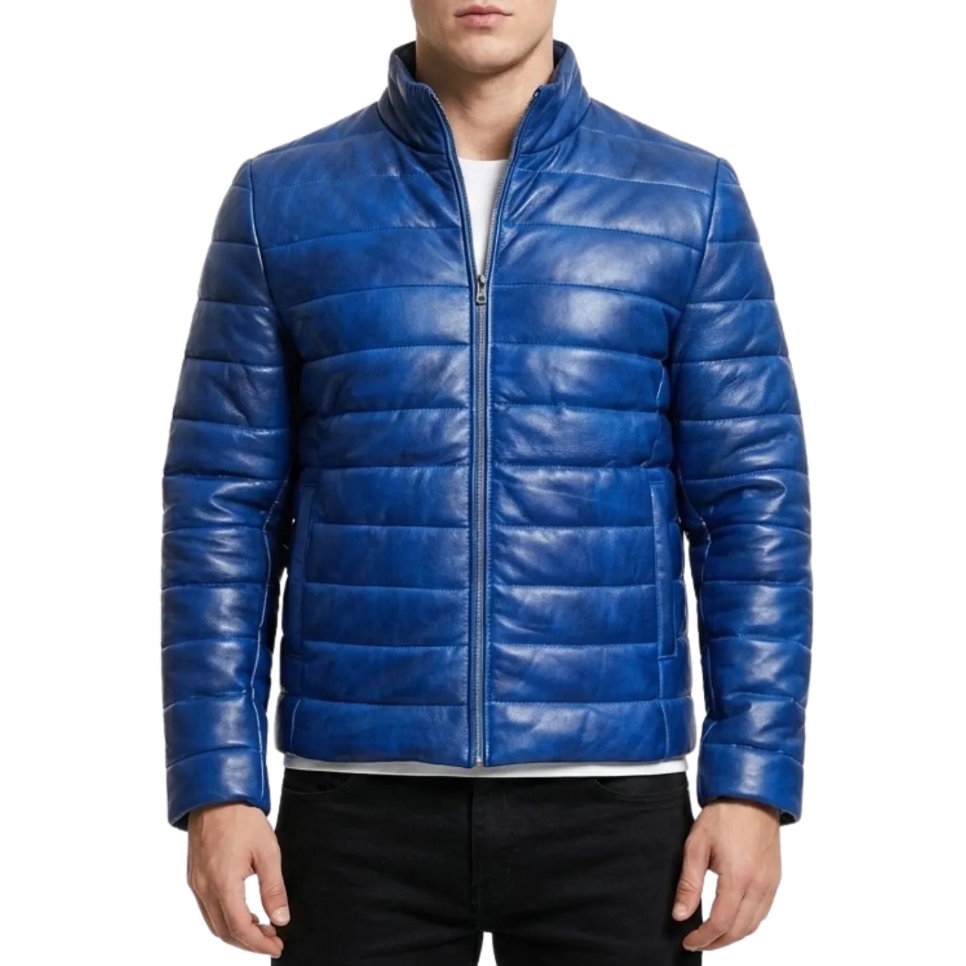 blue-leather-puffer-jacket