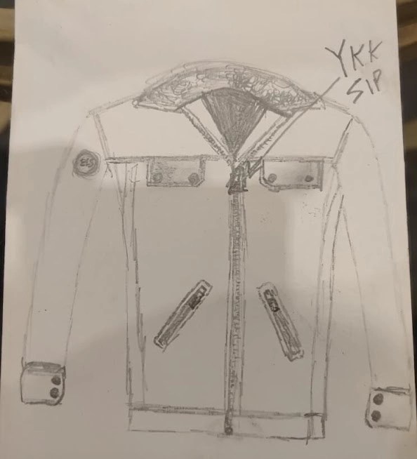 Customer's original hand-drawn jacket sketch