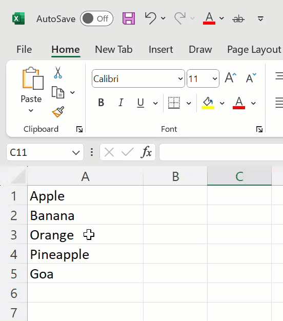 apply strikethrough by selecting the text and clicking the "Strikethrough" option in the Quick Access Toolbar.