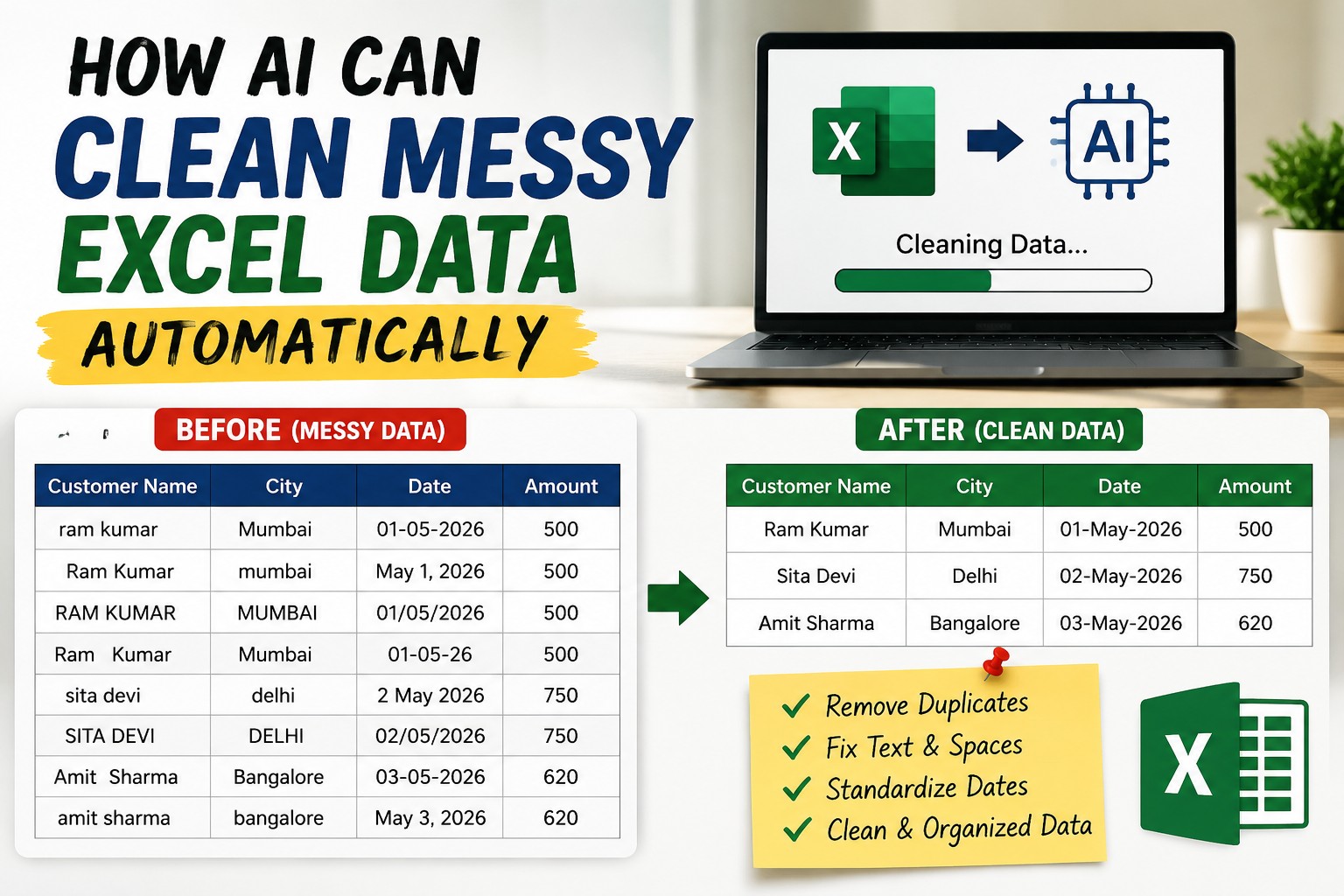 How AI Can Clean Messy Excel Data Automatically