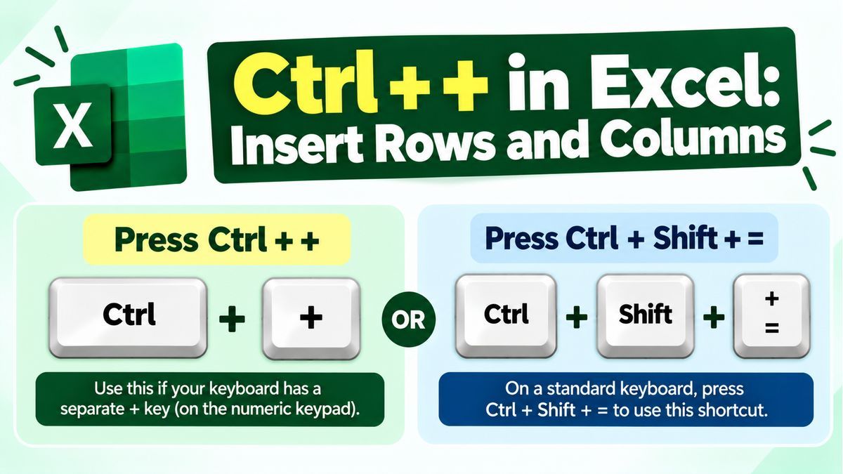 Ctrl + + in Excel Insert Rows and Columns