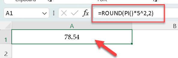 Difference Between PI and ROUND in Excel
