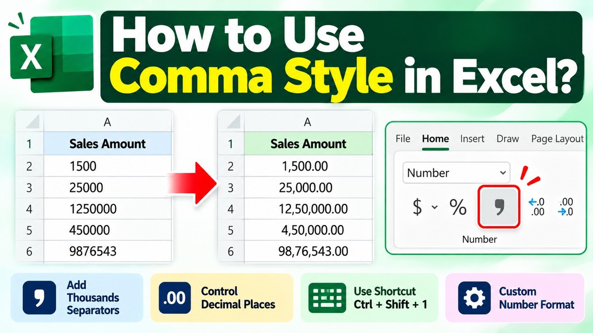 How to Use Comma Style in Excel