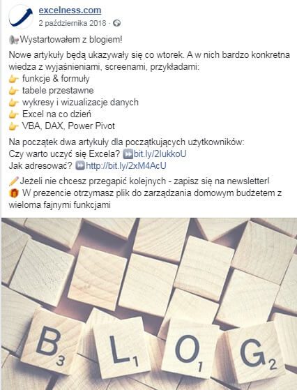 Urodziny bloga. Posta na Facebooku.