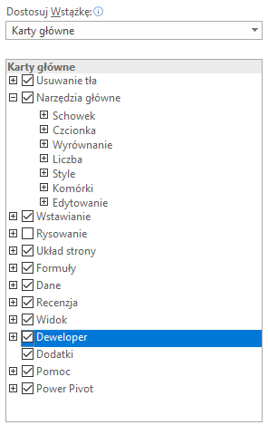 Dodawanie wstążki DEWELOPER